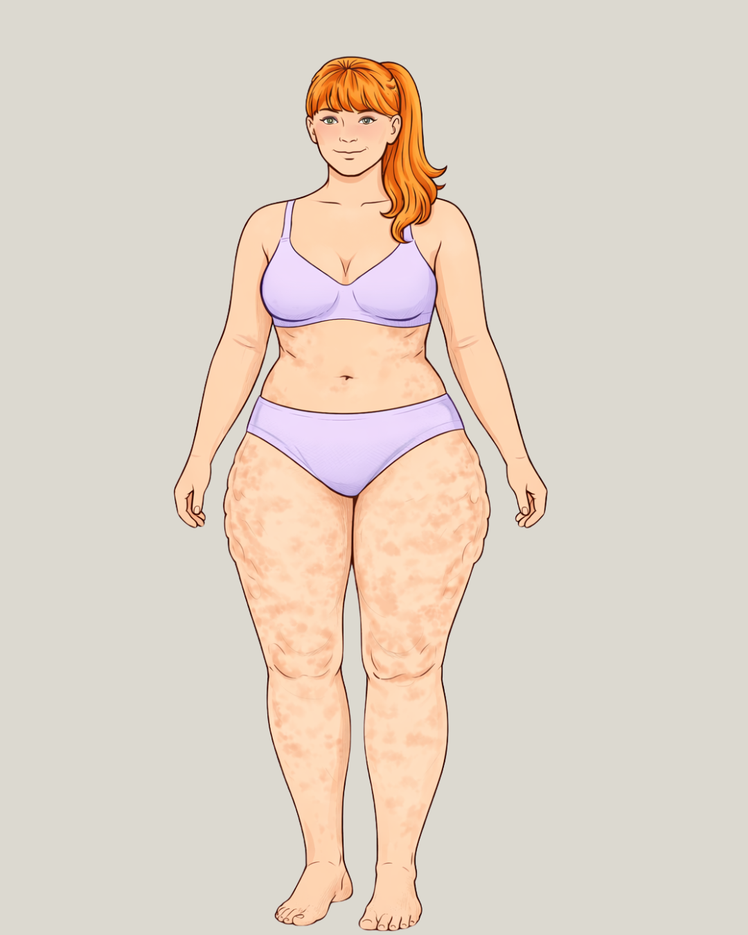 vrouw met lipoedeem, vetverdeling lipoedeem