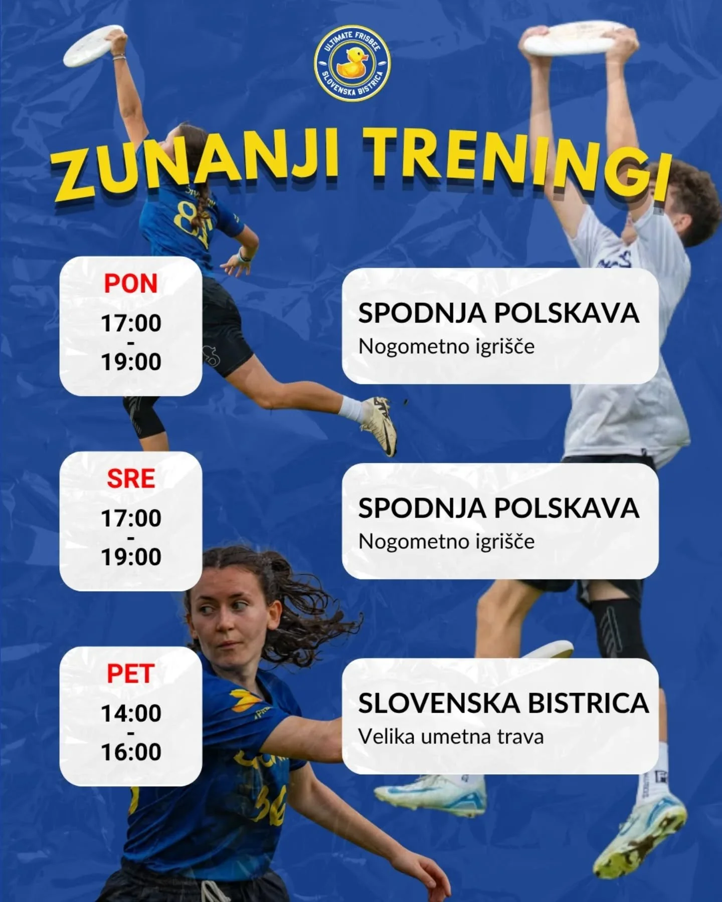 ZAČELI SO SE ZUNANJI TRENINGI! 🐥🥏

Pridruži se nam in treniraj z najbolj&scaron;o ekipo v Sloveniji! 😉

Se vidimo!

#sport #slovenia #ultimatefrisbee #frisbee #fyp