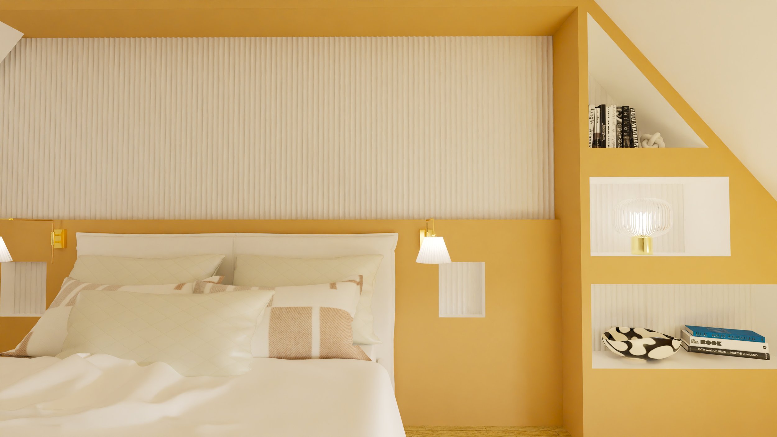 Chambre - Couleurs - Tête de lit - sur-mesure - niches