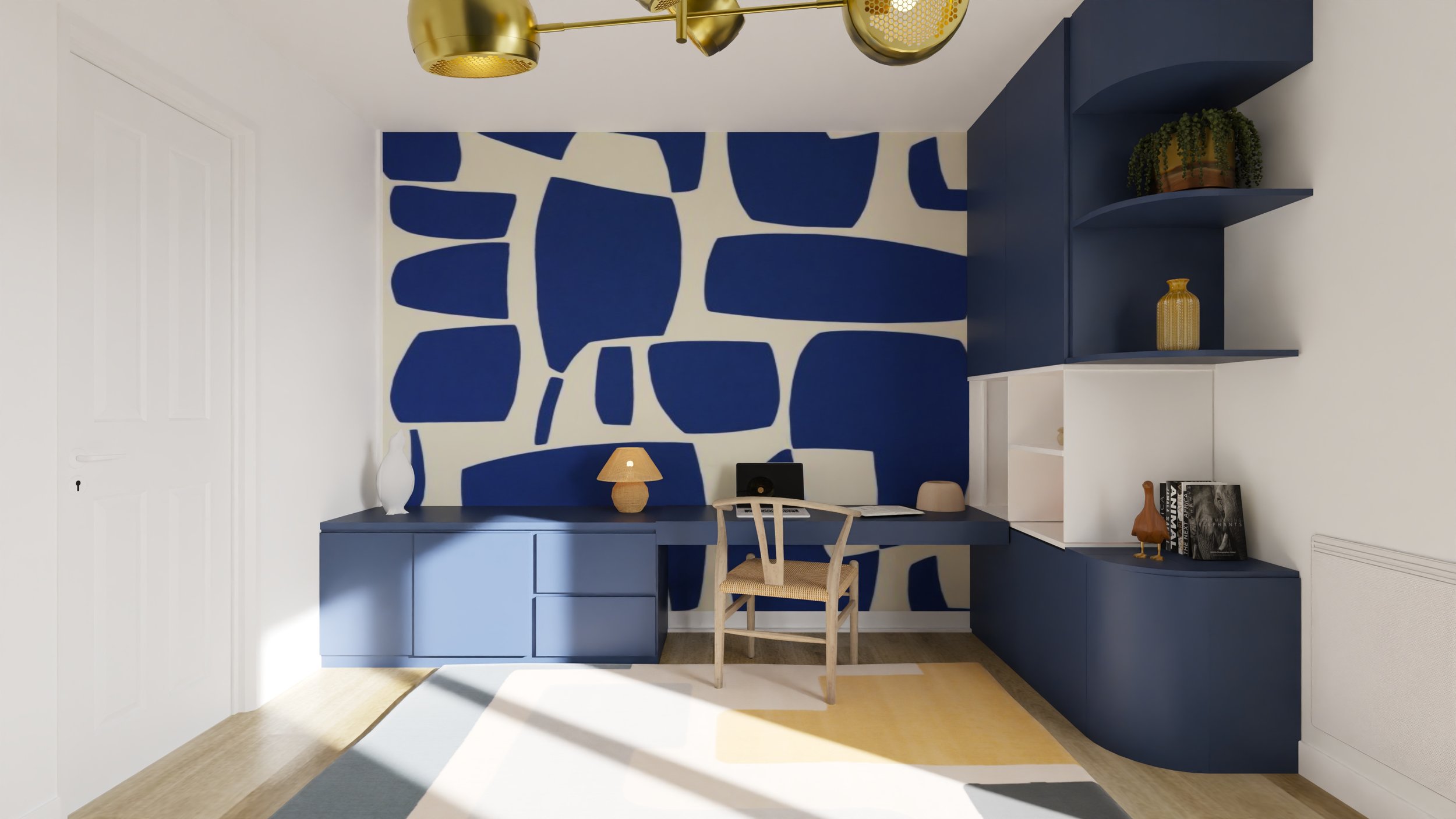 Bureau - Couleurs - papier-peint - Meuble - sur-mesure - Décoration