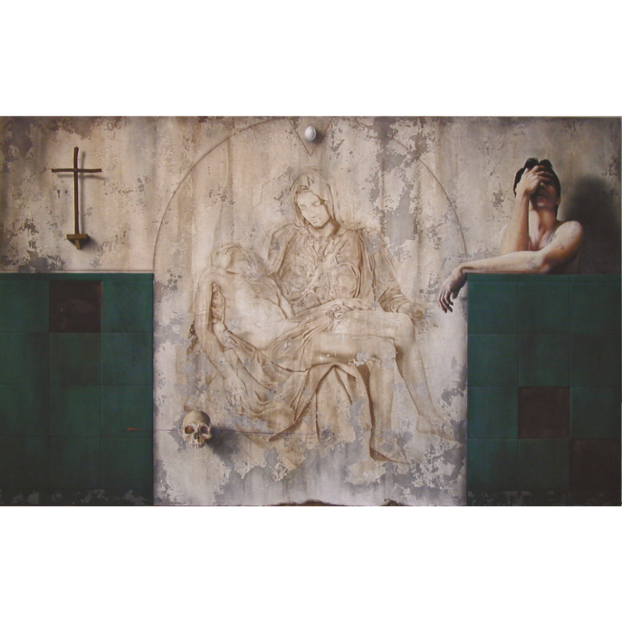 "Primer Acercamiento a la Piedad", 2002, mixta sobre madera.