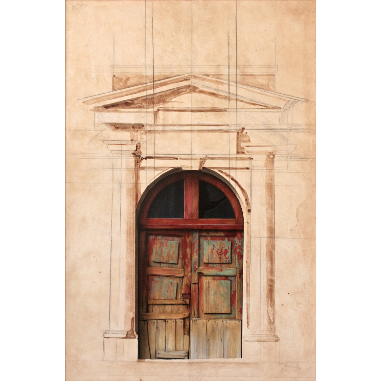 "Porta Impía", 2014, mixta sobre madera.