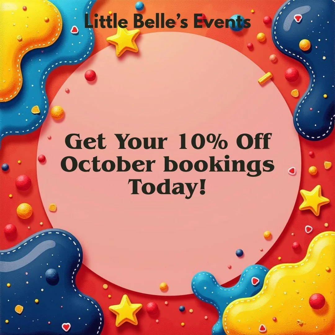 🎉✨ OCTOBER PARTY OFFER &ndash; 10% OFF ALL BOOKINGS! ✨🎉

Looking for soft play hire, bouncy castle hire, or a party planning service in West Sussex, Hampshire, or Surrey? 💕
This October, we&rsquo;re giving you 10% OFF any booking &ndash; from birt