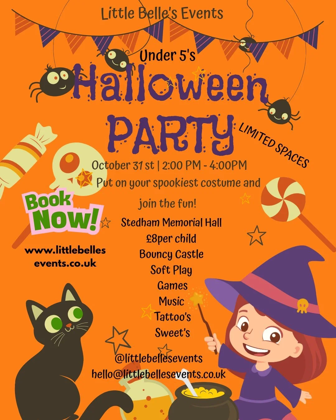 🎃 6 Days to Go! Our Halloween Party for Under 5&rsquo;s is almost here! 👶
🎈 Soft Play 🧸 Bouncy Castle 🎶 Games 🍬 Treats 🎨 Tattoos
🥖 Plus tasty snacks from the Nibble Nook Charcuterie Cart!
📅 31 Oct | 2&ndash;4 PM | Stedham Memorial Hall

#Tod