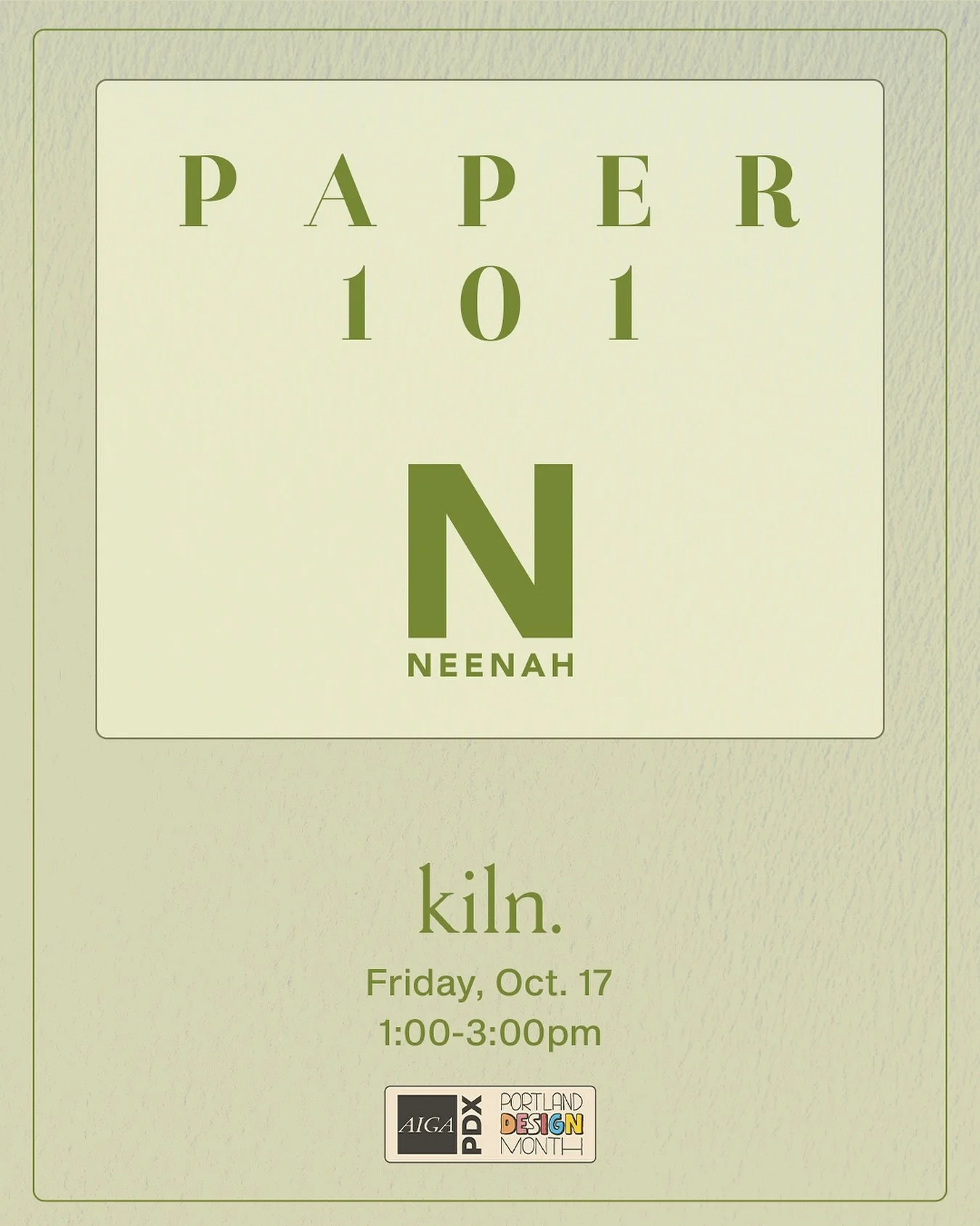 !! New event alert! !!
Our sponsor Neenah Fine Paper & Packaging (@neenahpaper) is hosting Paper 101, a fun hands-on workshop where you’ll learn all about the basics of paper and it’s relationship to design.
ποΈ Join us at Kiln (@ki