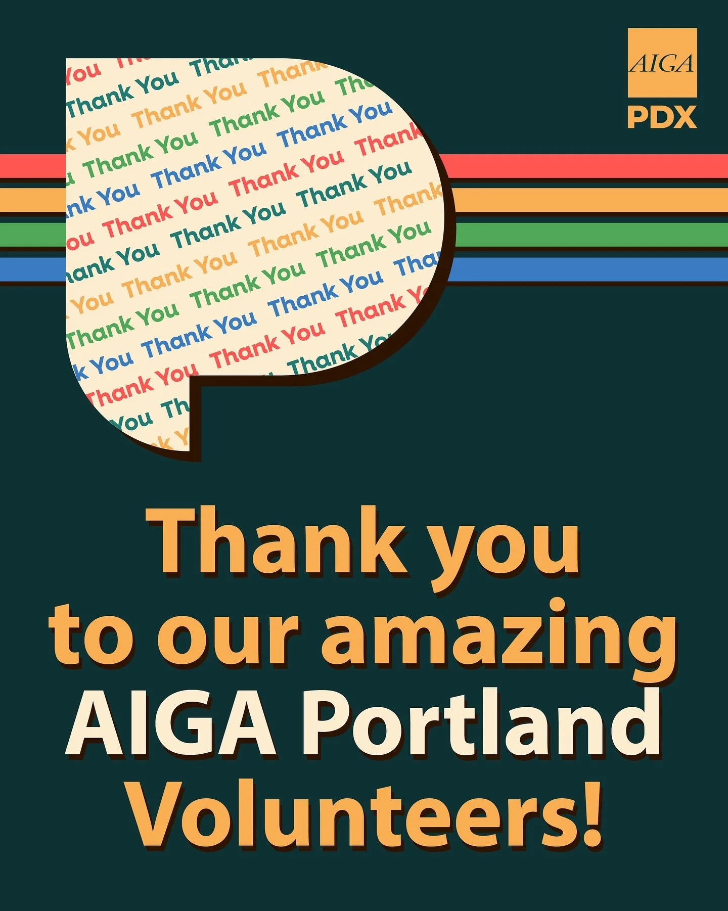 One more thank you...AIGA Portland (@aigaportland) and Portland Design Month (@pdxdesignmonth) is run entirely by volunteers. Our website, event coordination, social posting, print and media designs, community outreach and more are all done by passio