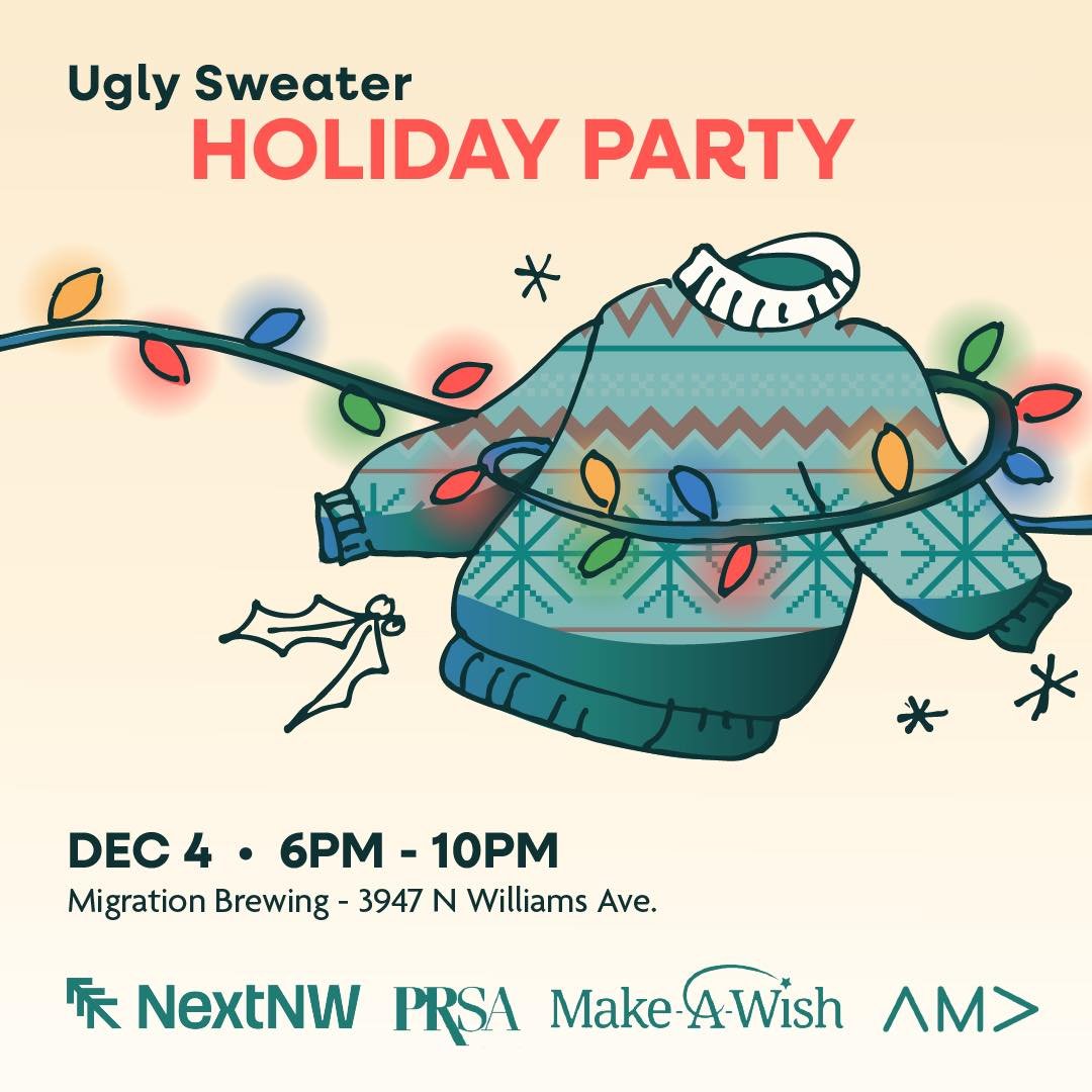 🎁 Join us for NextNW&rsquo;s (@nextnw) annual holiday celebration on December 4th, 2025 from 6pm &ndash; 10pm at Migration Brewing&rsquo;s (@migrationbrewing) Mississippi location! In partnership with our friends at AMA PDX (@amapdx), PRSA Oregon (@