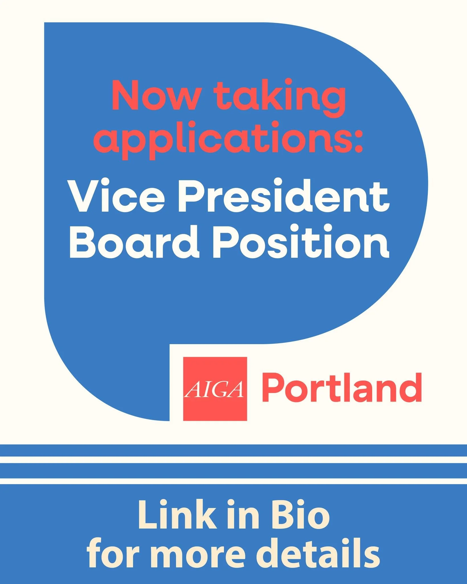 🛜 Looking for ways to get involved in the local design community while networking and boosting your resume?

📝 Are you organized and self motivated with leadership experience? The AIGA Portland (@aigaportland) Board Vice President position might be