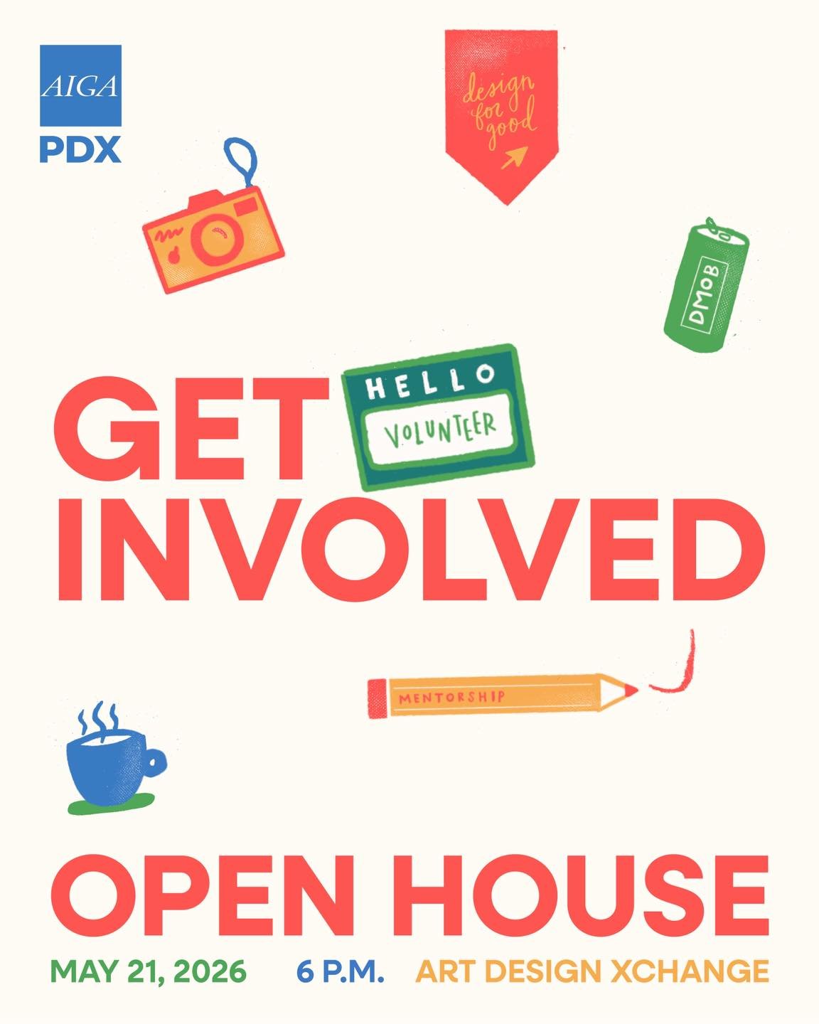 🎨 We have many opportunities to join the AIGA Portland (@aigaportland) creative community including volunteer positions, open chair positions and *very important* open Board positions! 

Join us next week on Thursday, May 21 at 6PM at ADX (@adxportl