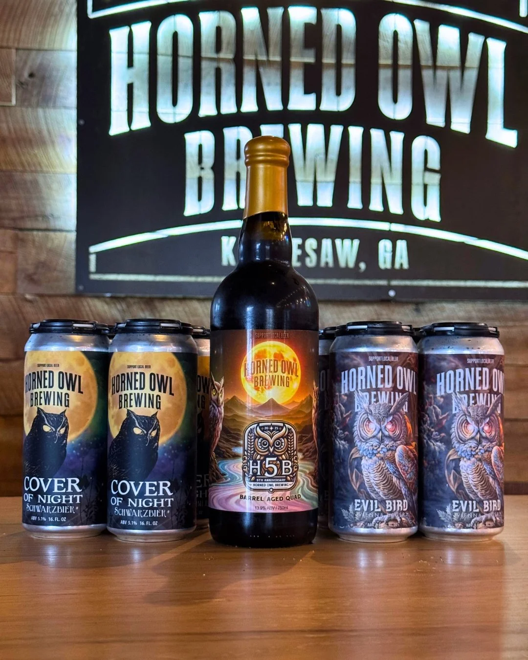 🍺Come by and grab some togo beer for this weekend just in case you get stuck at home! We have a variety of 4 packs and can make crowlers if we don't have it in the coolers!

#HornedOwlBrewing #drinklocal #togobeer