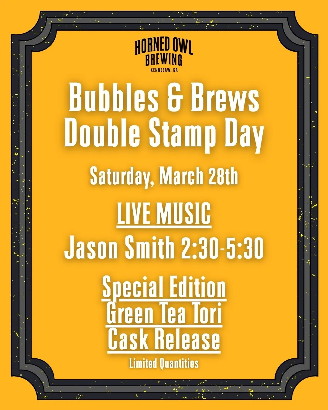 🍻🎉Get your passports out because it's time for our Bubbles and Brews Double Stamp Day! This Saturday, March 28th, stop by to get your extra stamp and listen to some amazing live music from @jsmusic4real ! We will also have a special edition Green T