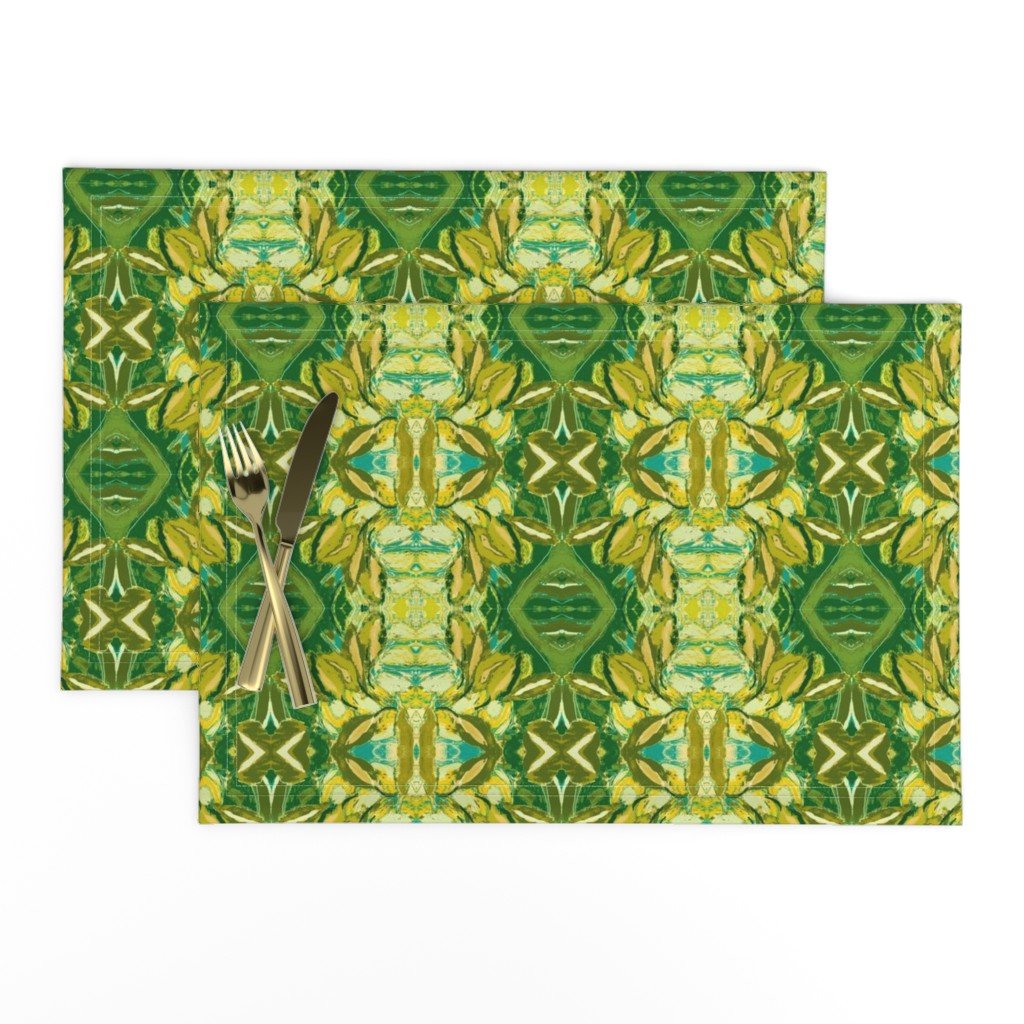 Martha's Leaves in Verdant table linens