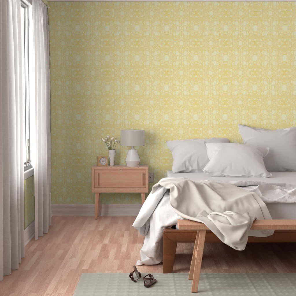 Fleur Douces in Saffron wallpaper