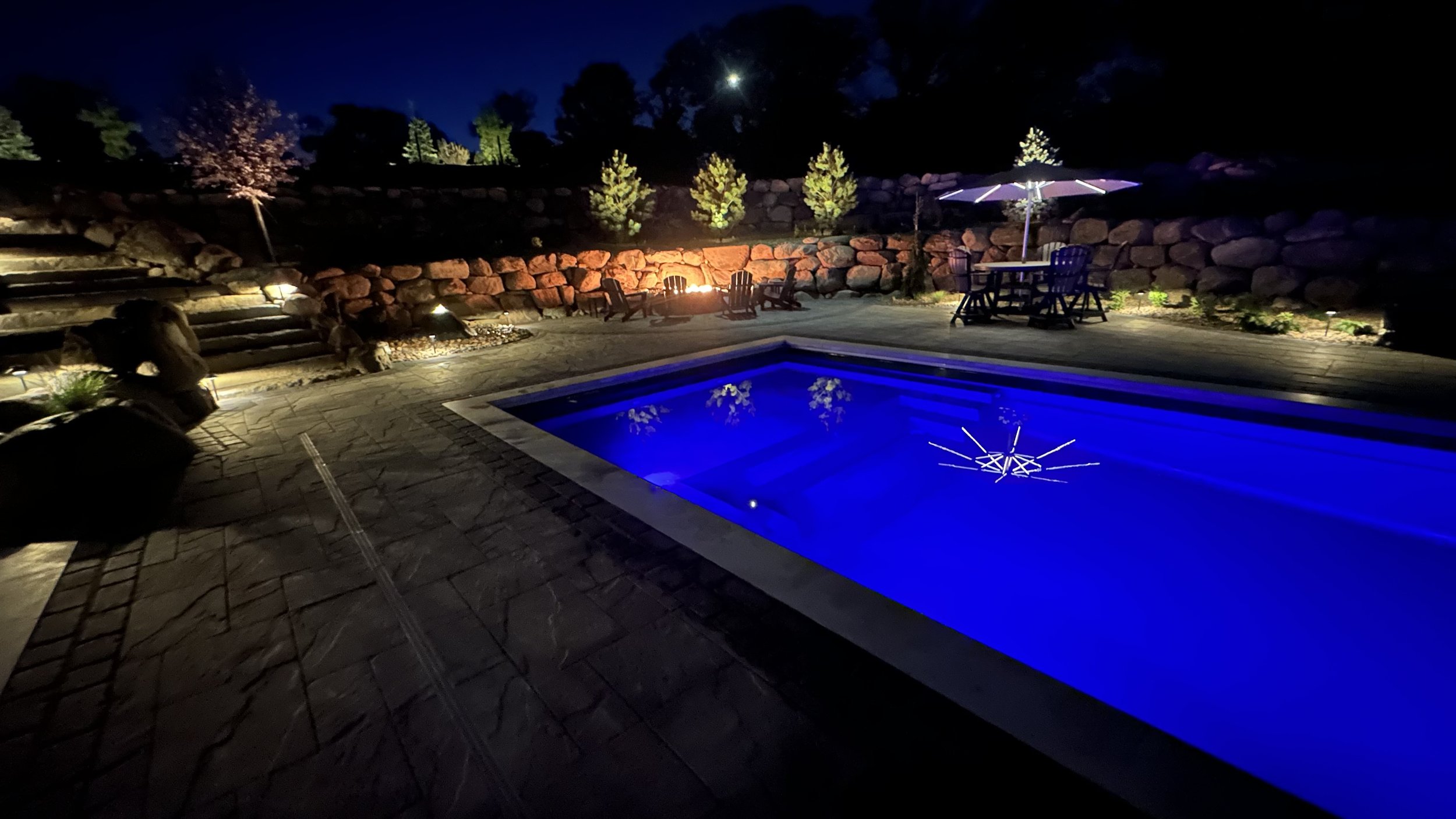 Pool Firepit Night