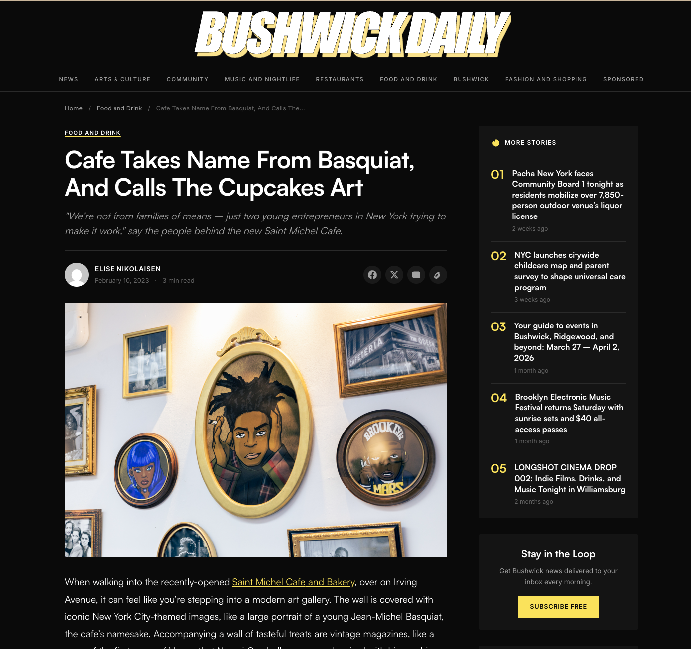 Saint Michel: Cafe and Art on Bushwick Daily