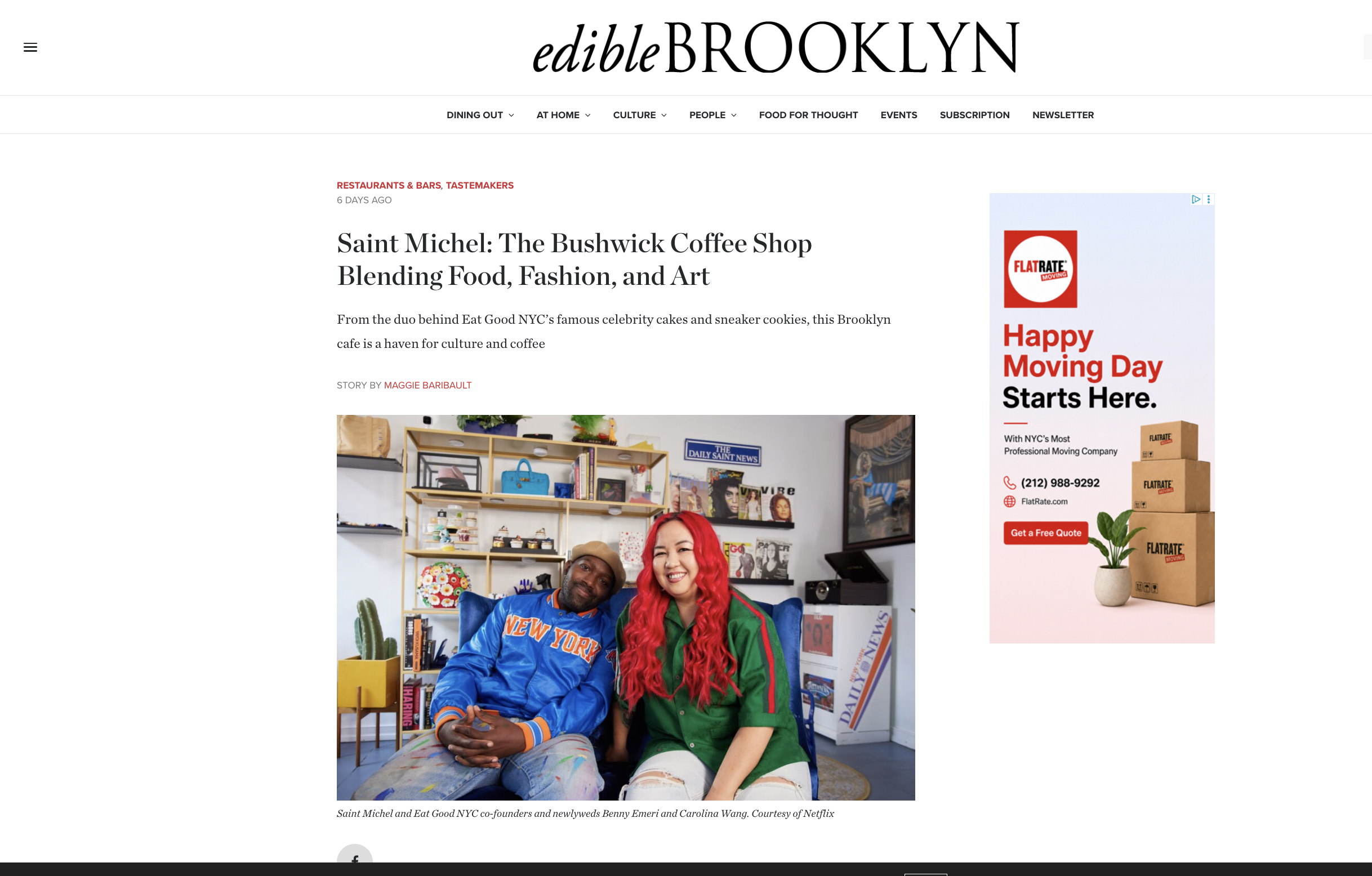 Carolin and benny from saint michel cafe being featured on Edible Brooklyn