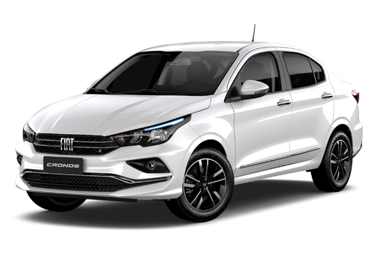 Carro branco da Fiat Cronos com antena no teto.