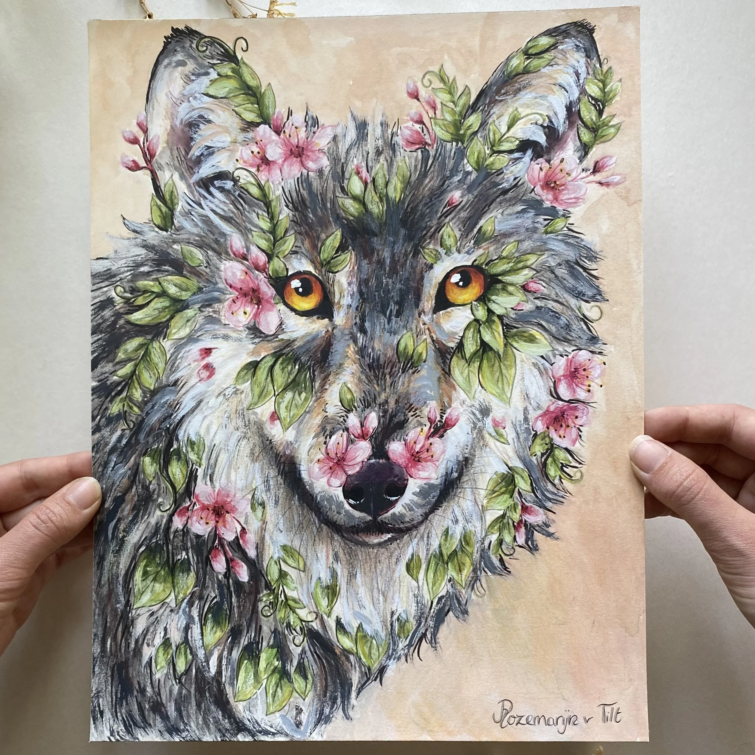 Flower wolf original art