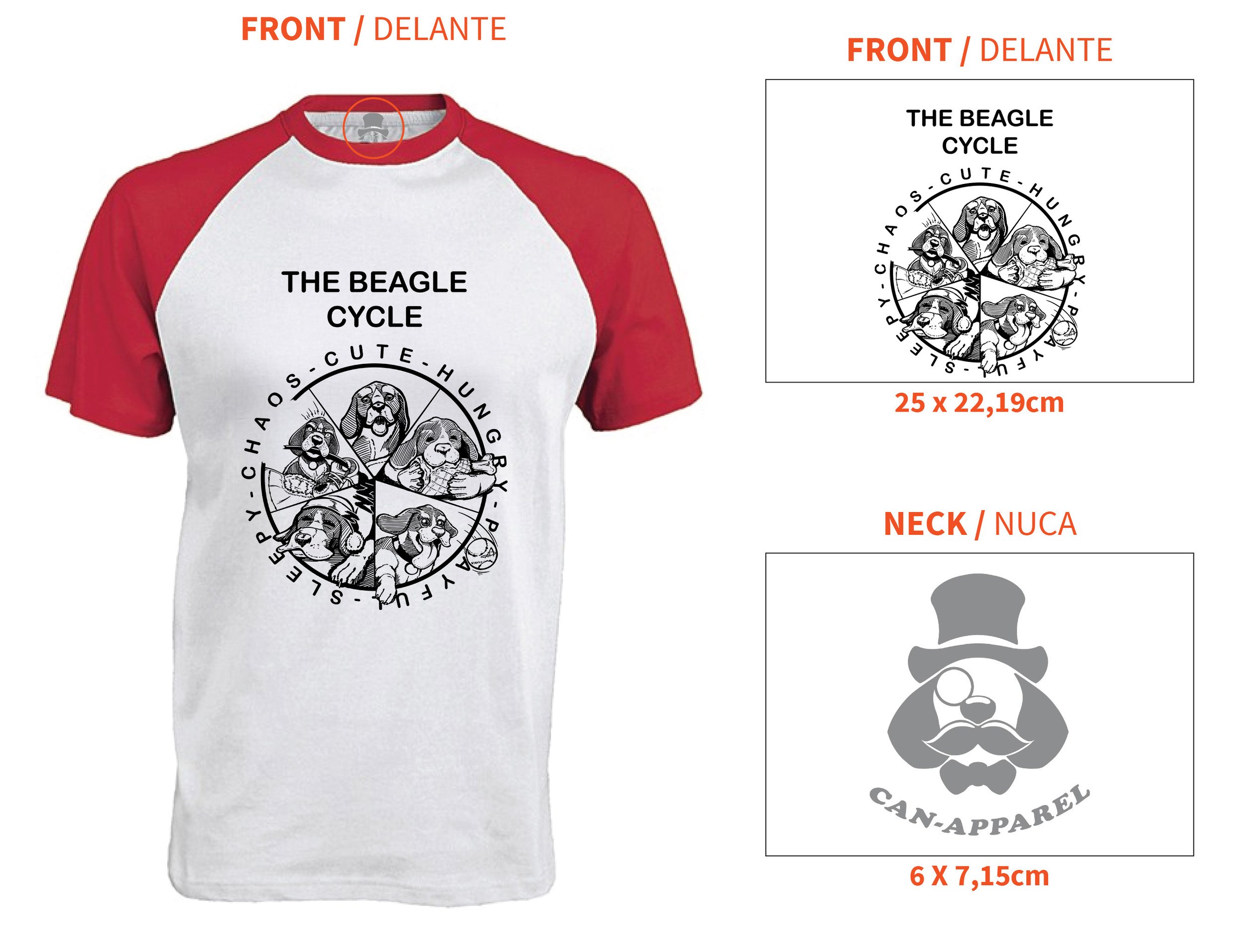 Front view of the Can-Apparel Beagle Cycle T-shirt