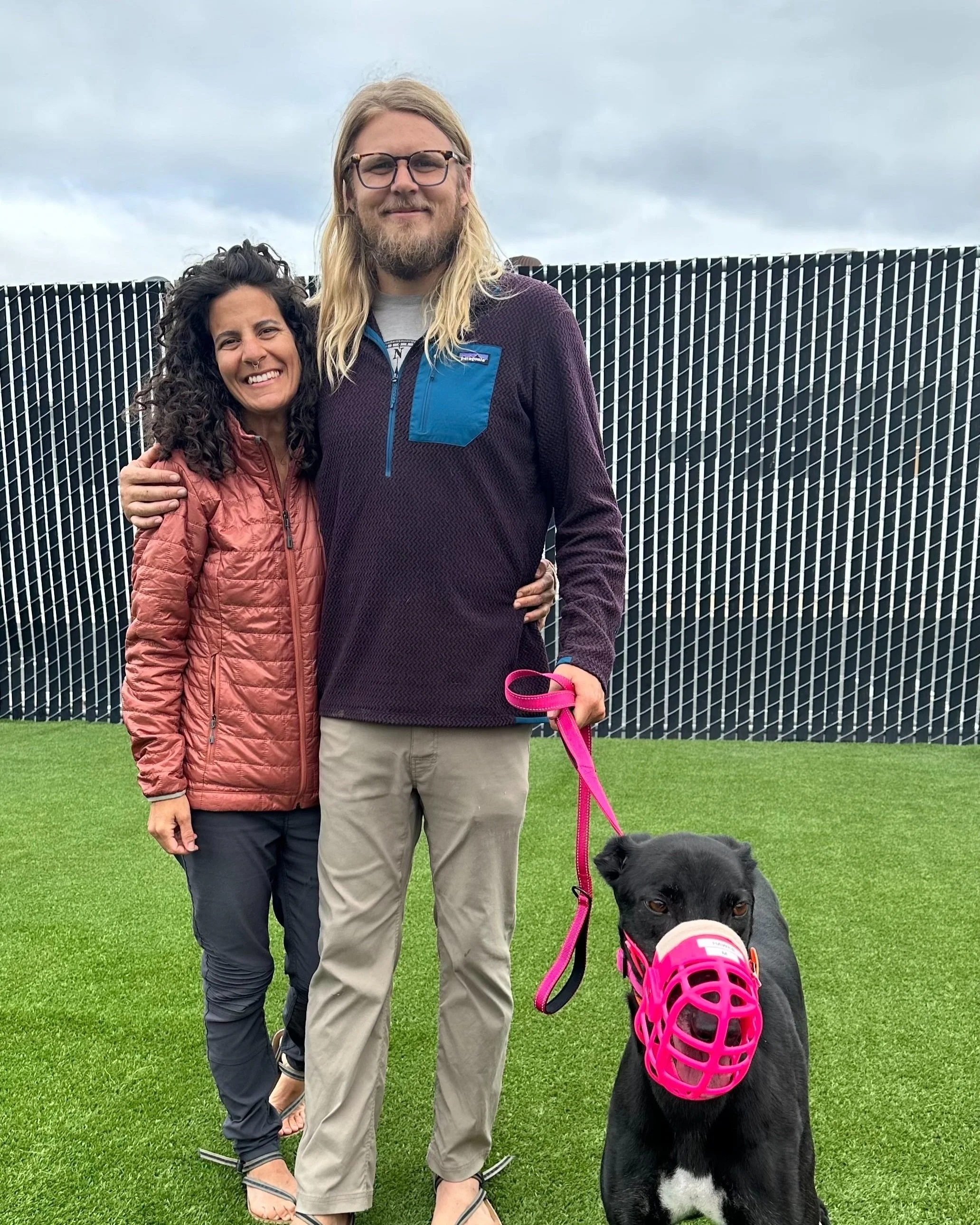 Jackie and Lali with a Greyhound