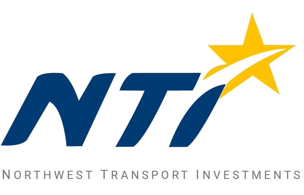 Logo of Northwest Transport Investments featuring the letters 'NTI' in navy blue with a stylized yellow star and swoosh, and the company name below.