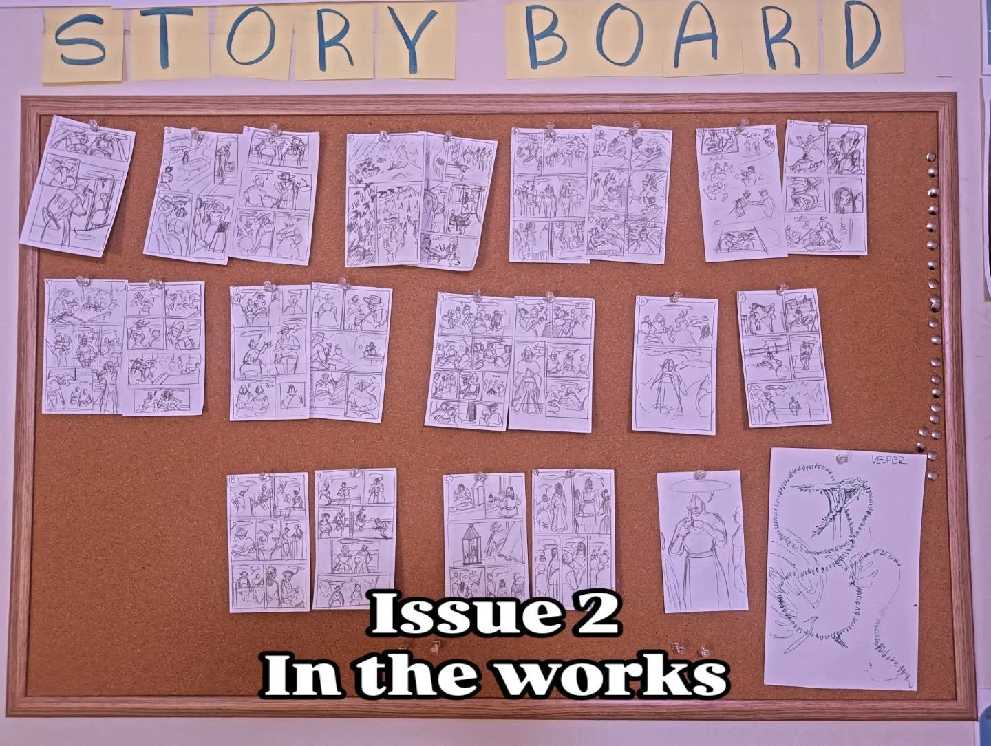 Even with all the crazy, Issue 2 is in progress! Here's an early look at the story board highlights. #webcomics #storyboard #boottrackstudio #indiecomics #comicprocess