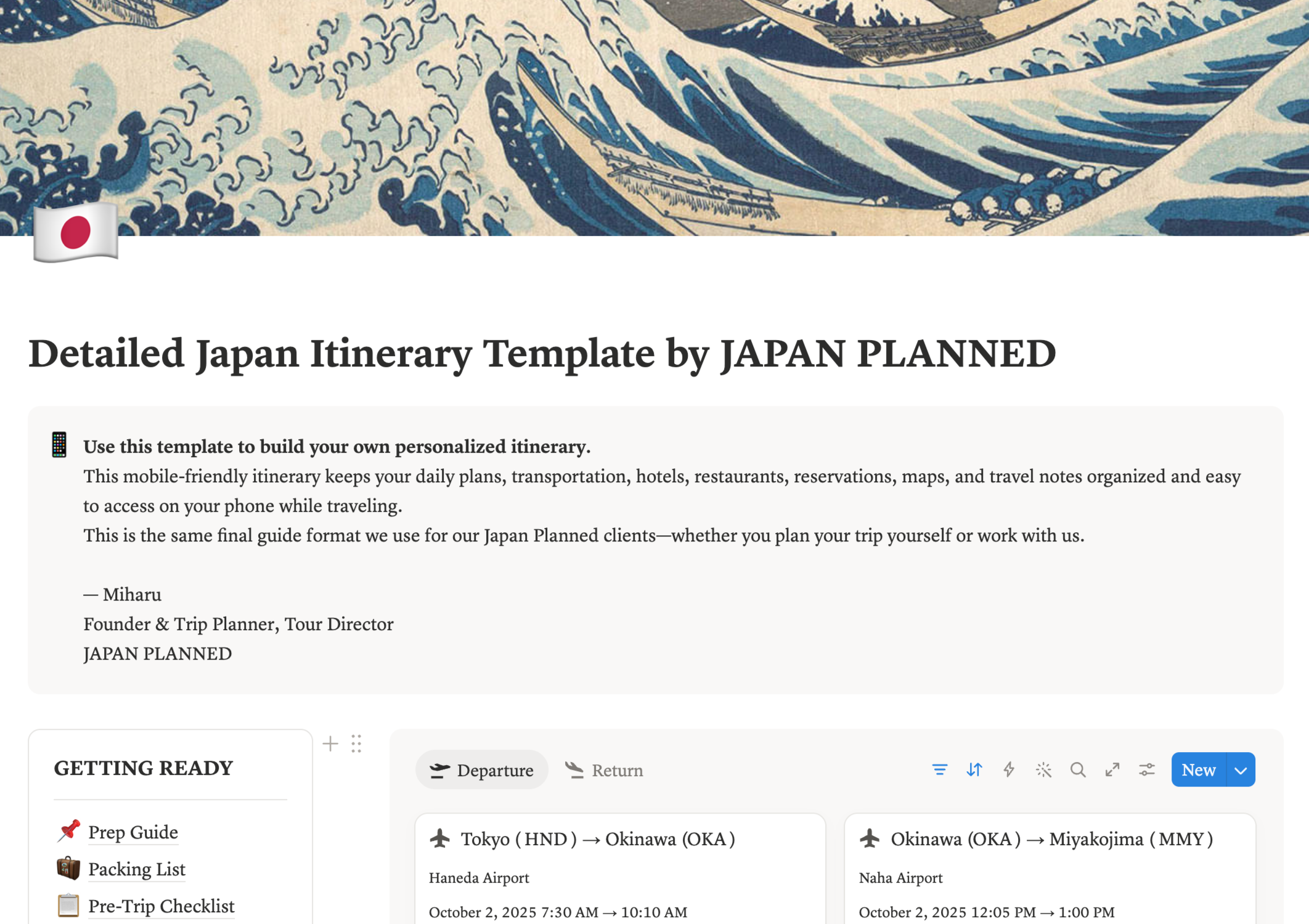 📱 Your DIY Japan Itinerary template