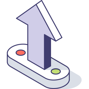 An illustration of a house with an arrow pointing upward on a switch, symbolizing home automation or smart home technology.