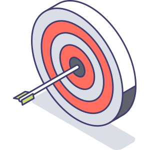 Archery target with an arrow hitting the bullseye
