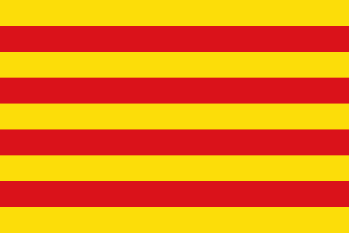 Flag with alternating red and yellow horizontal stripes.