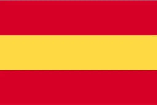 Flag of Spain with red and yellow horizontal stripes.