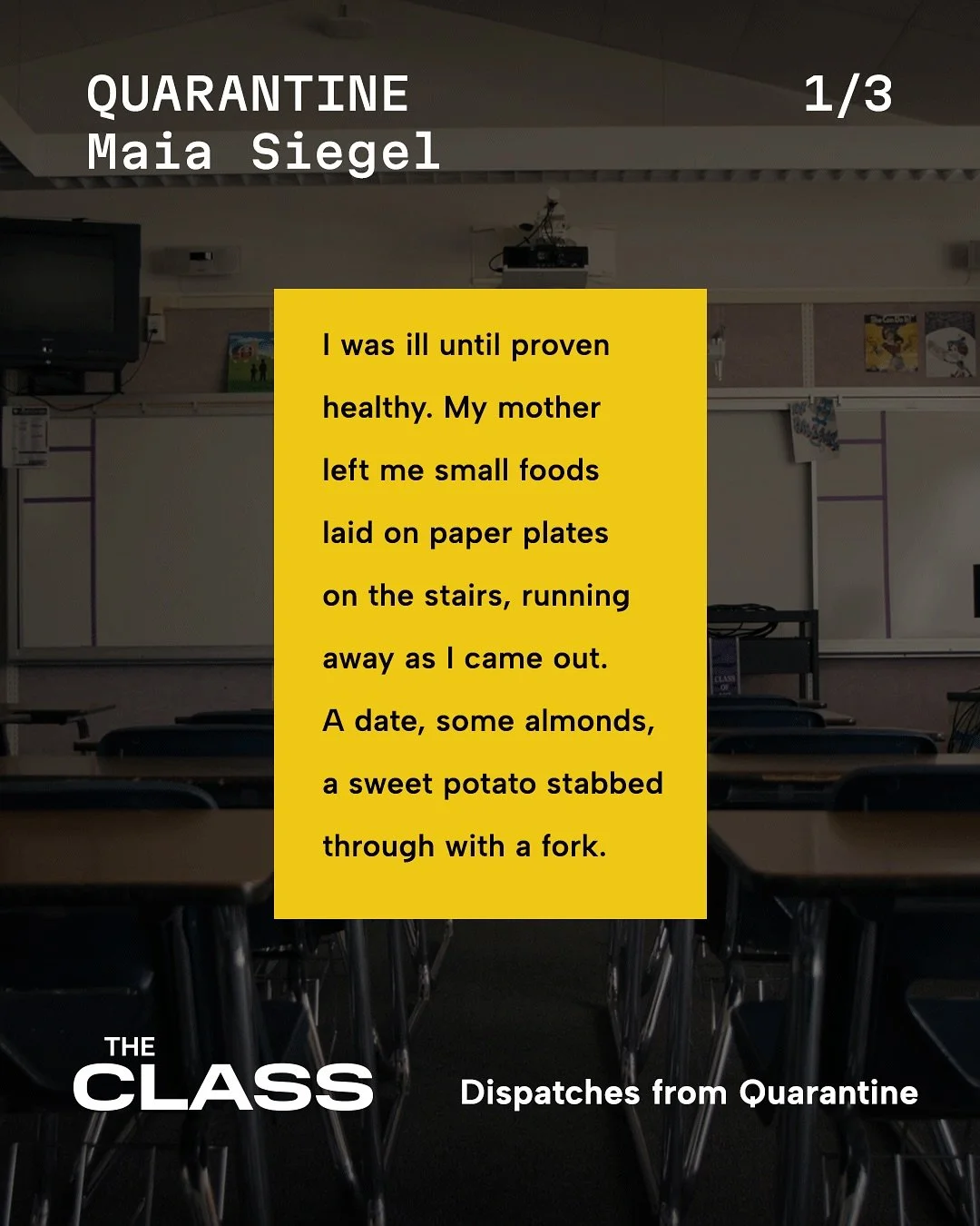&ldquo;She left some Pop Rocks packets on the stairs and texted me that she hoped I would enjoy them.&rdquo;

18-year-old Maia Siegel&rsquo;s poem is about what it felt like to be quarantined inside a house when COVID first hit.

Submitted to Dispatc