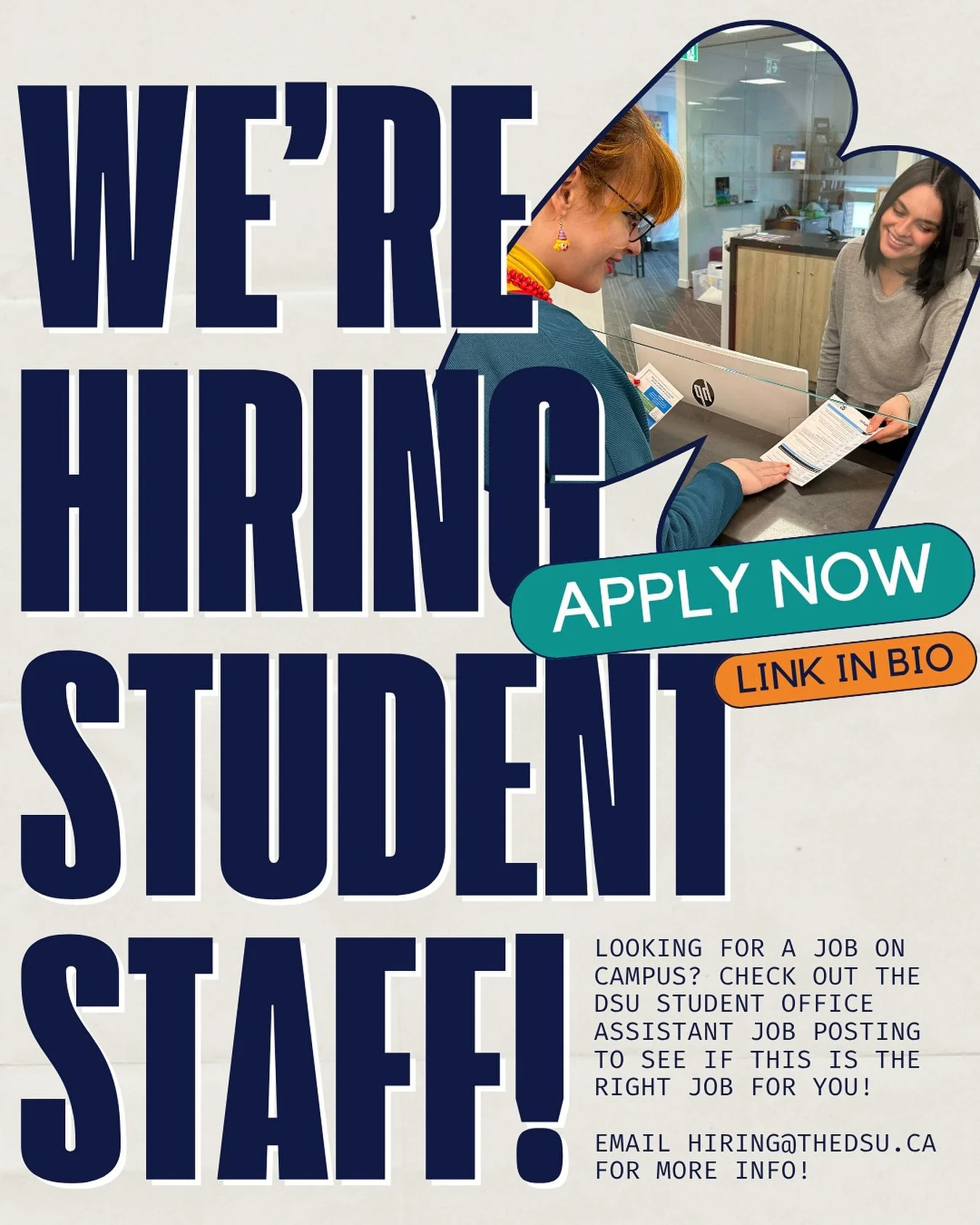 ‼️We&rsquo;re hiring! ‼️
The Douglas Students&rsquo; Union is looking for a Student Office Assistant to join the team! Visit the link in our bio to read the full job description, and to see if it&rsquo;s the right fit for you! 

This job is open to a