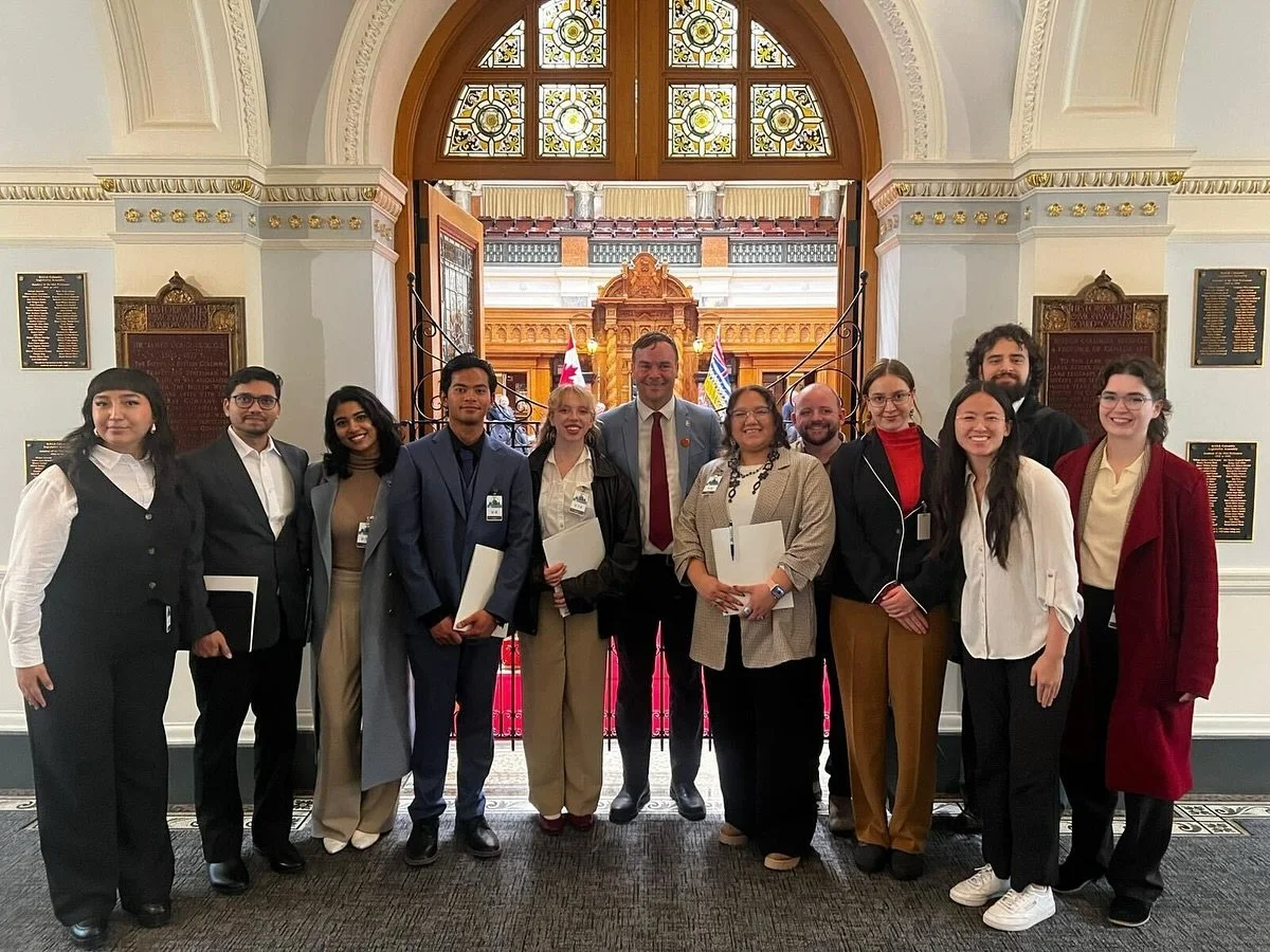 This past week, your Director of External Relations, Chloe Archuleta, joined 14 student leaders from across BC for a successful week at the Legislature in Victoria! 

Together, we represented over 170,000 students province-wide, advocating for a more