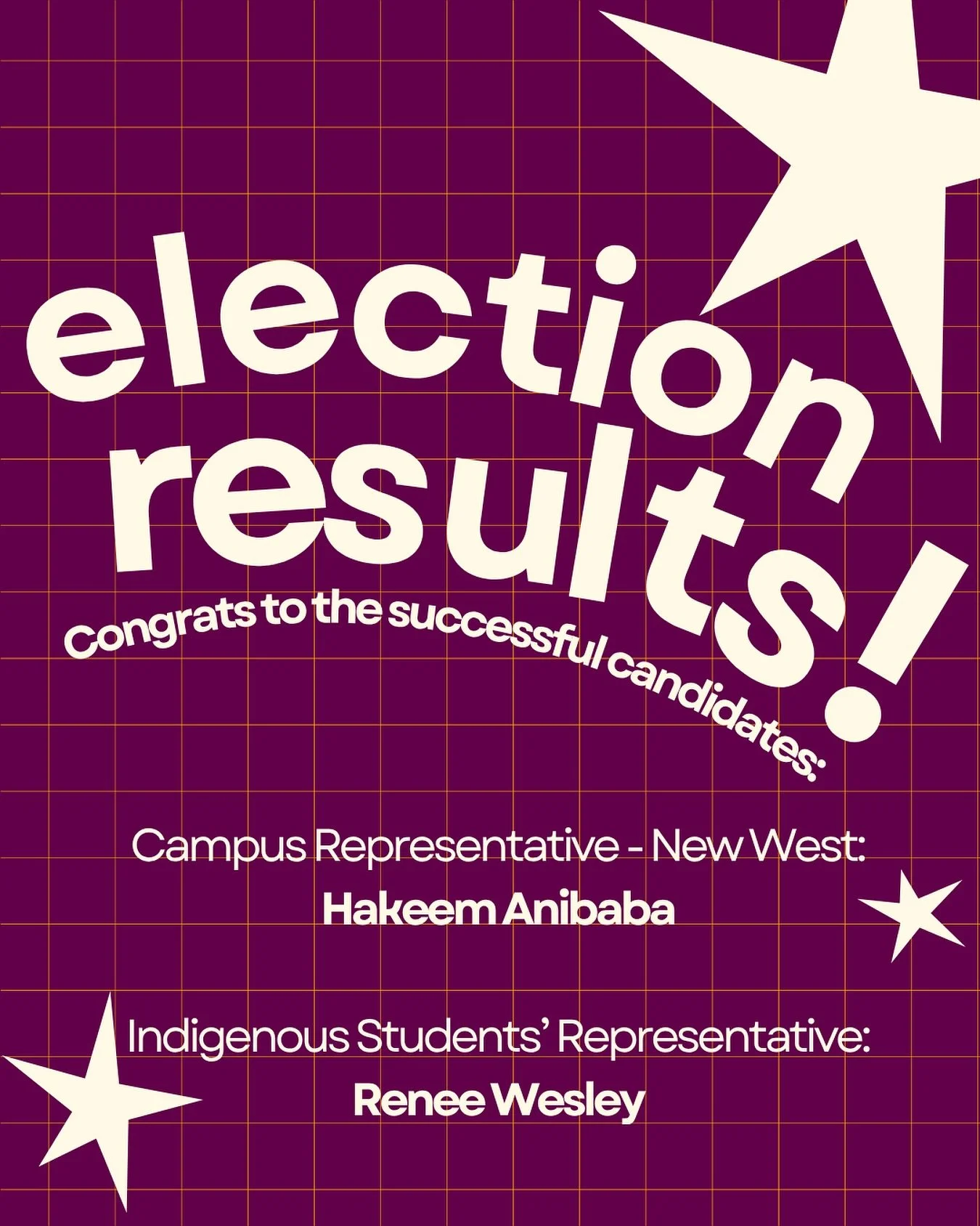 ✨ We&rsquo;re excited to present the results of our recent DSU by-election!✨

Thank you to everyone who participated, ran in the election, voted, and made their voices heard. Congratulations to the winners and we look forward to working with our newl