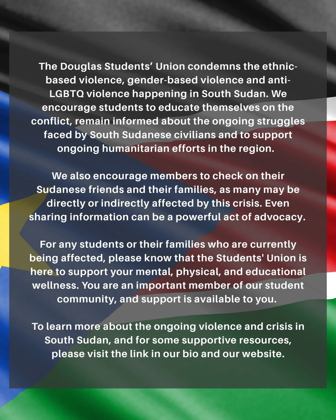 The conflict in South Sudan is more complex and nuanced than a few sentences in a statement can adequately describe, and the impact on civilians, students, and families is painfully clear.

Millions have been displaced, access to education and health