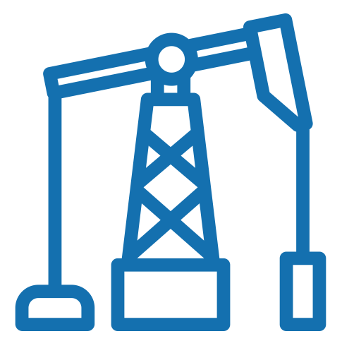 Outline drawing of an oil drilling rig.