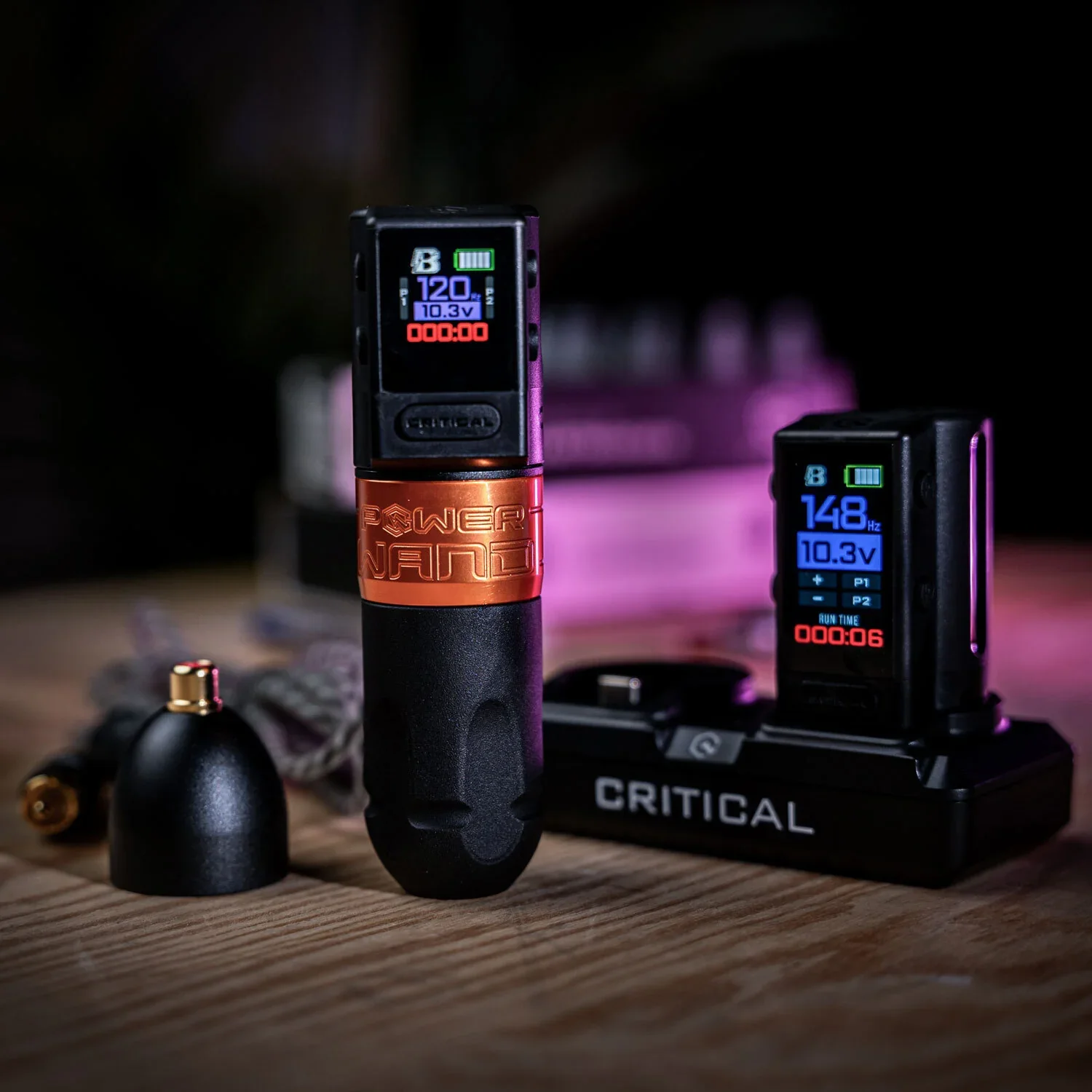 Critical tattoo battery and machine display