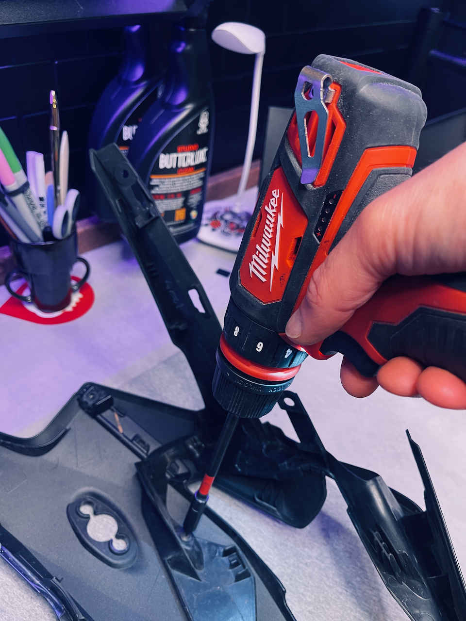 Power tool used during the Kuroko Akira bike build process