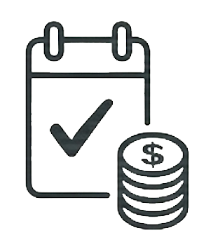 Calendar and coins icon for tattoo booking and deposit