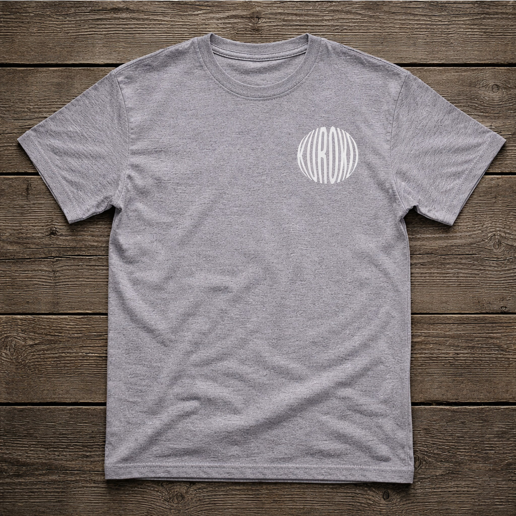 Grey Kuroko Ink T-shirt with Bad for Comfort back print on Akira-inspired background