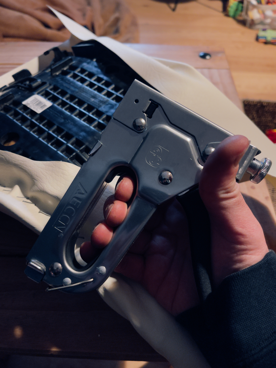 Handheld rivet gun used during the Kuroko Akira bike build