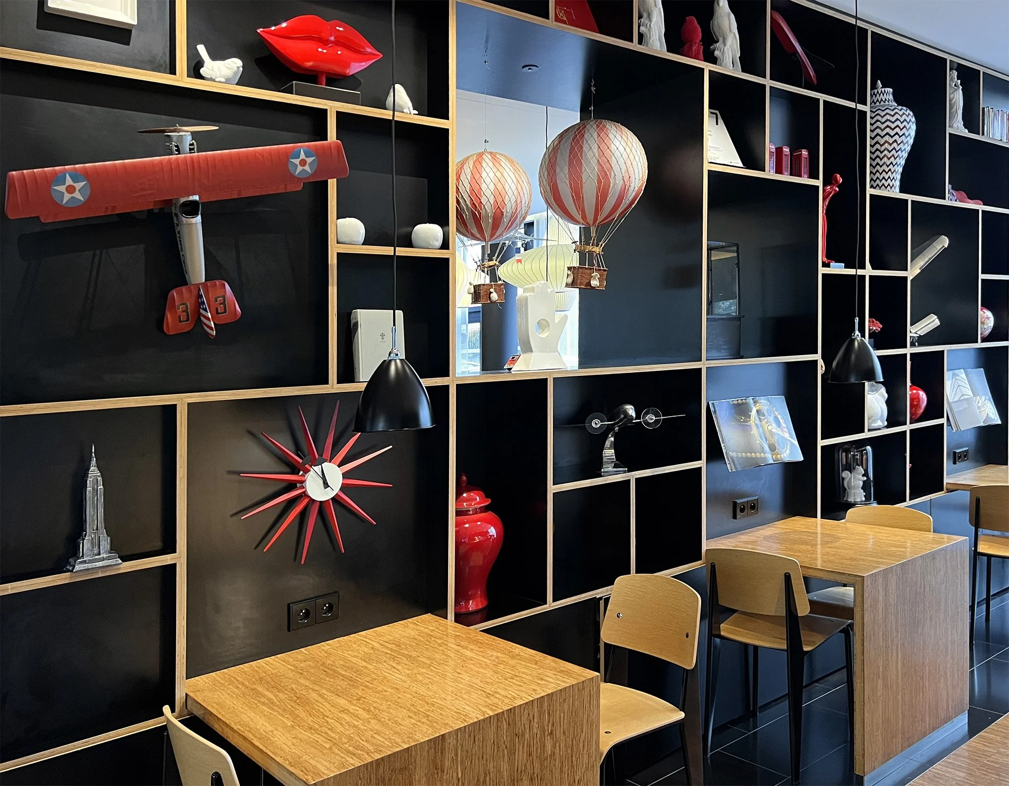 Shelving detail at airport hotel in Paris