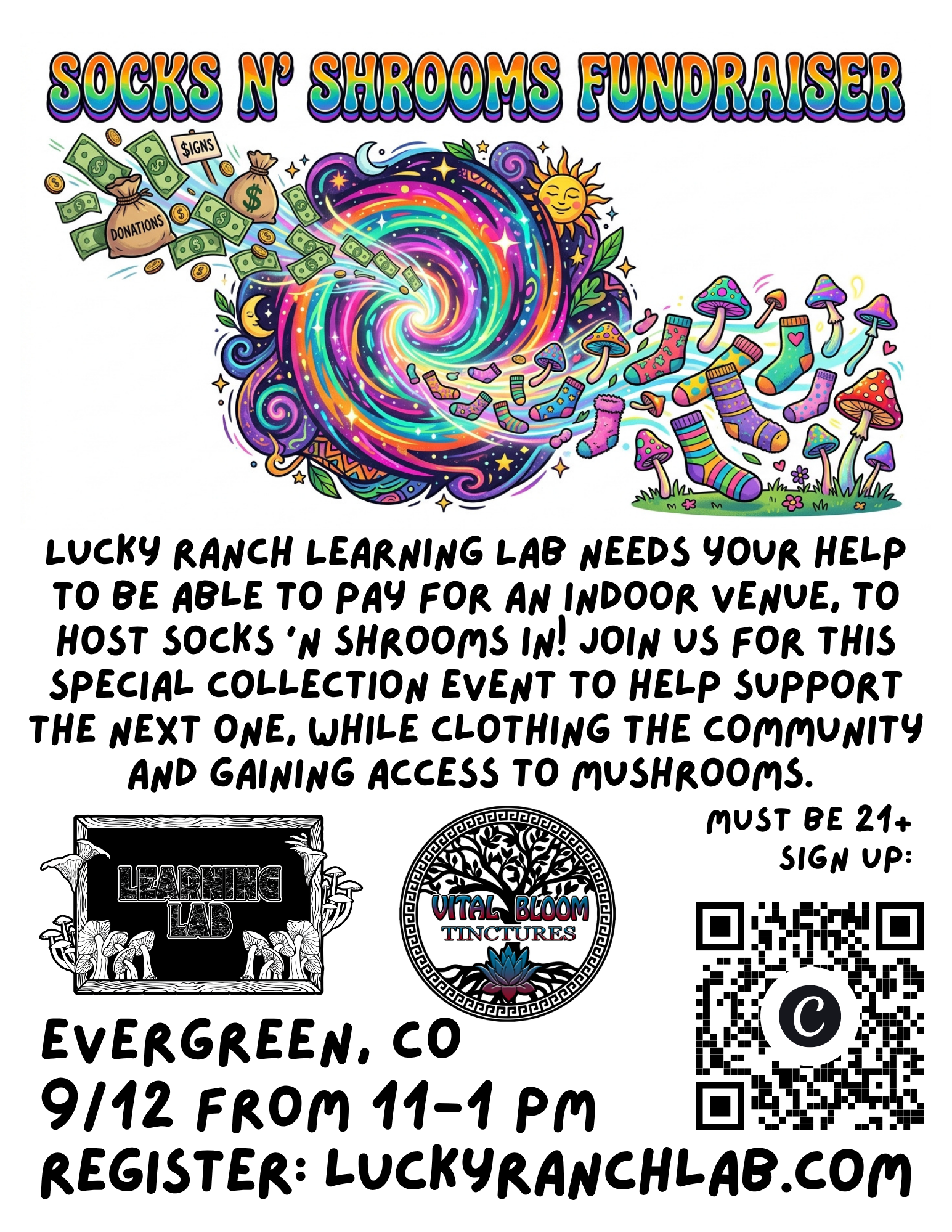 9/12 Evergreen Fundraiser for Socks n’ Shrooms