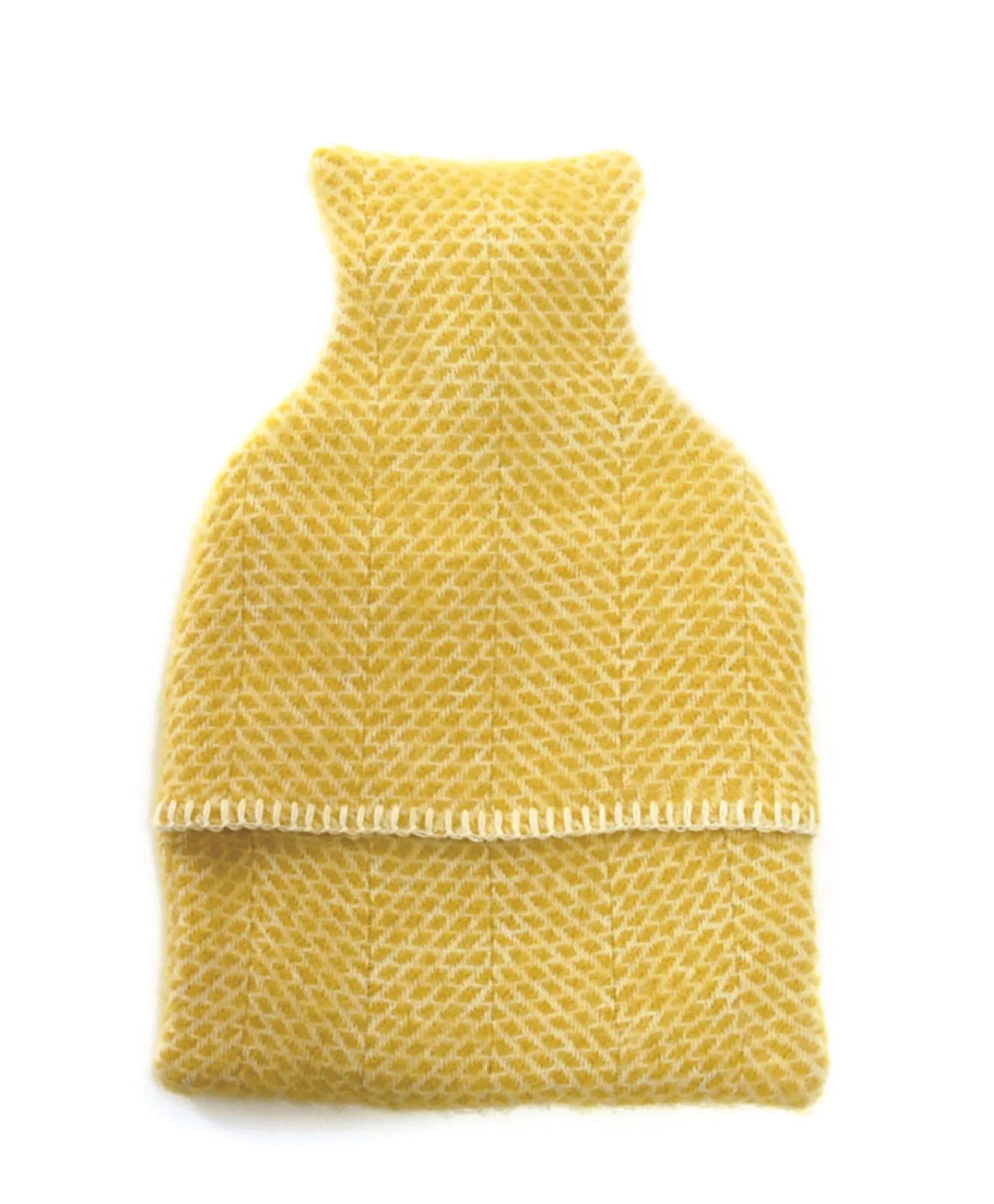 Hot Water Bottle with Beehive Yellow Wool Cover