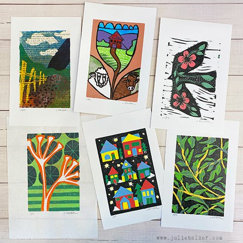 Set of 6 #CarveDecember Reduction Prints