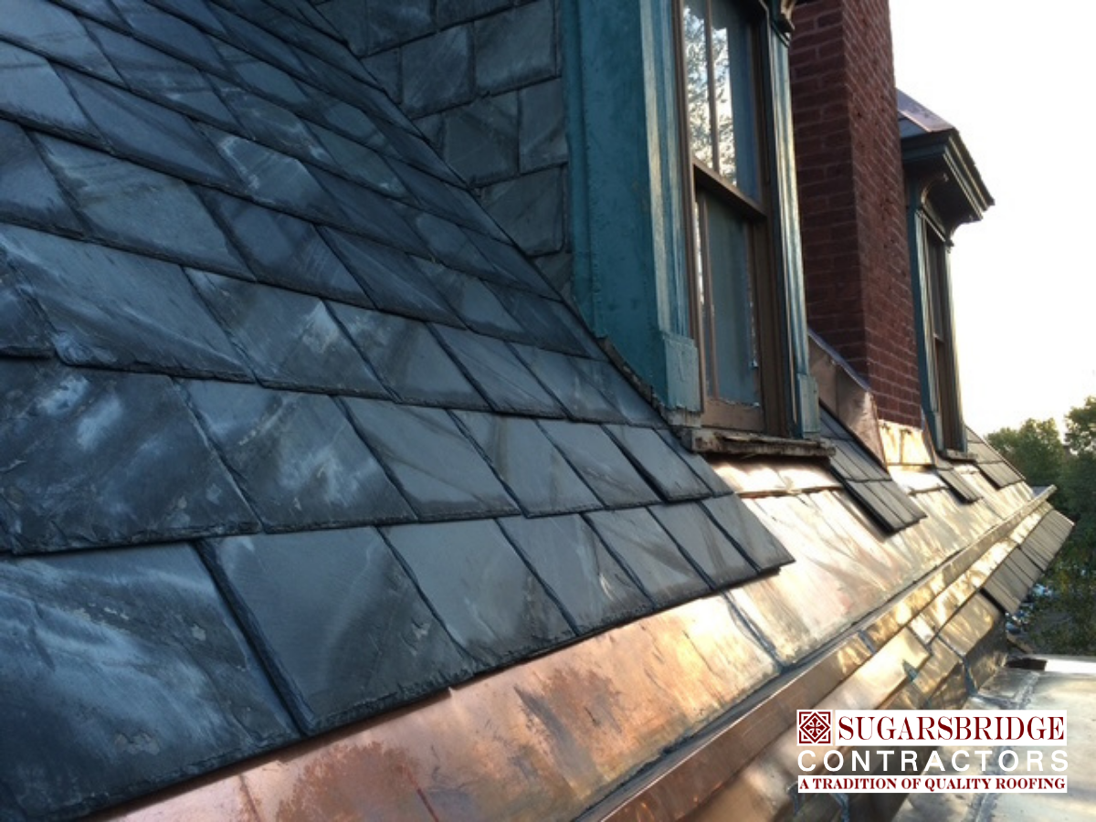 Reclaimed Slate, Custom Copper Gutters and Flashing