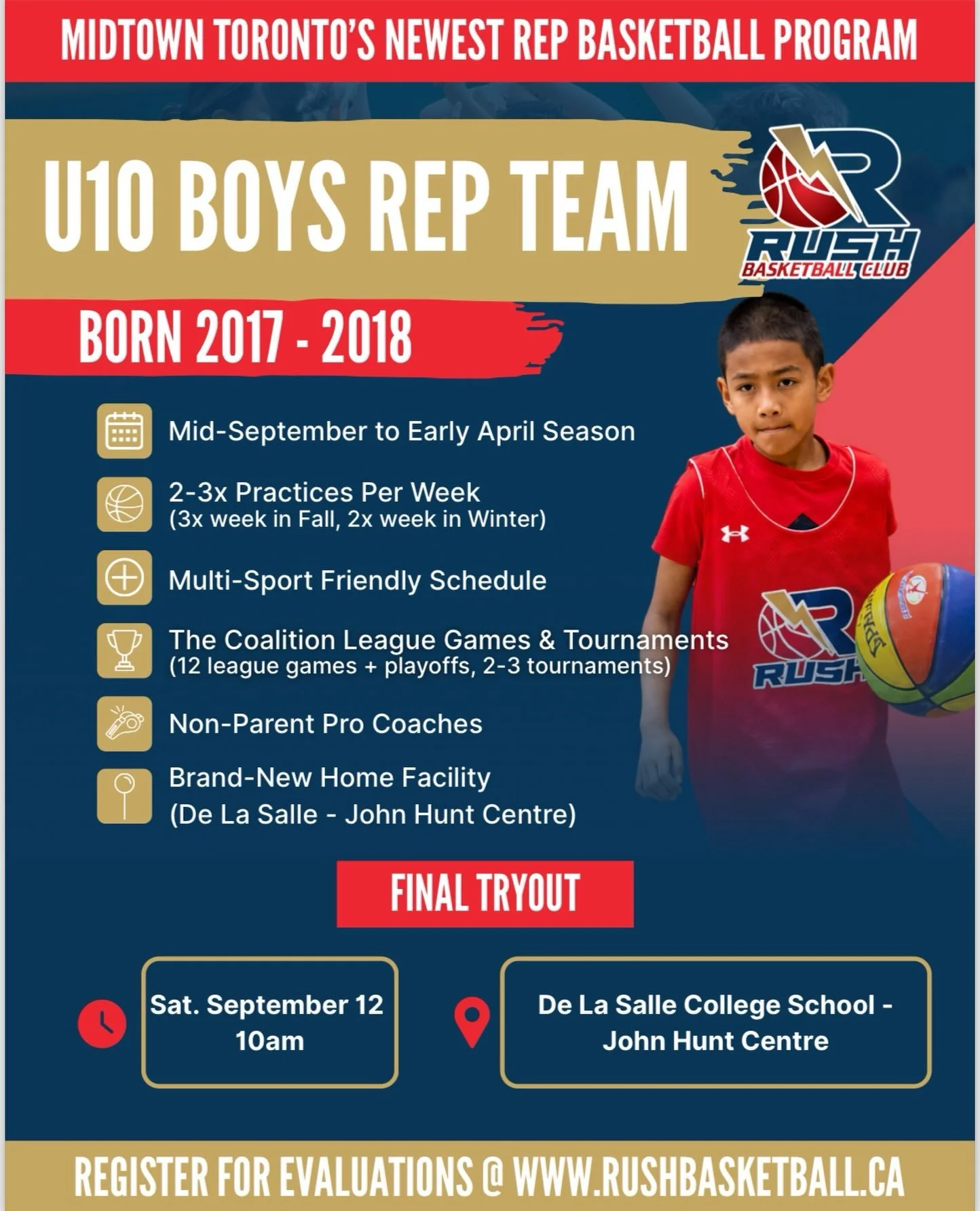🗣️ Calling all U10 hoopers 🗣️

⛹️The FINAL RUSH Basketball Rep tryouts are quickly approaching! If you&rsquo;re looking for passionate, highly qualified coaches, a state-of-the-art home facility, and a multi-sport friendly practice schedule, then R