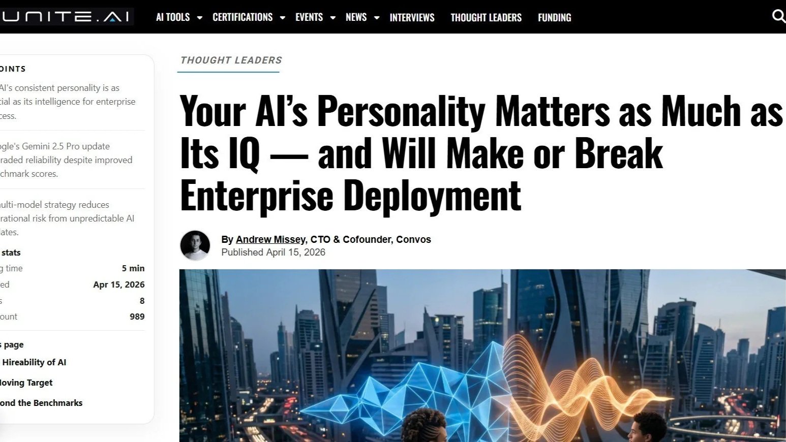 Convos Featured in Unite.AI