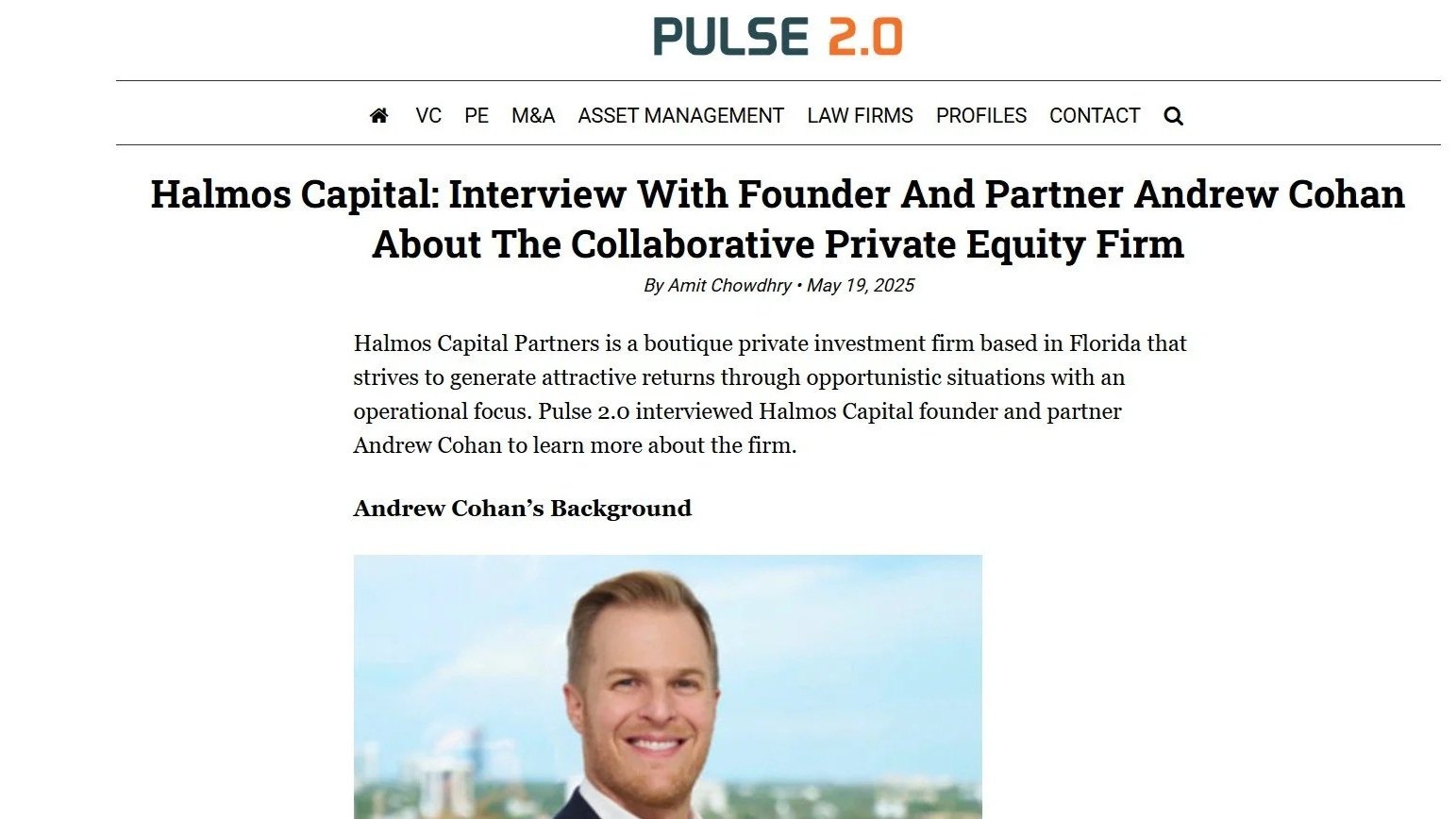 Halmos Featured in Pulse2.0